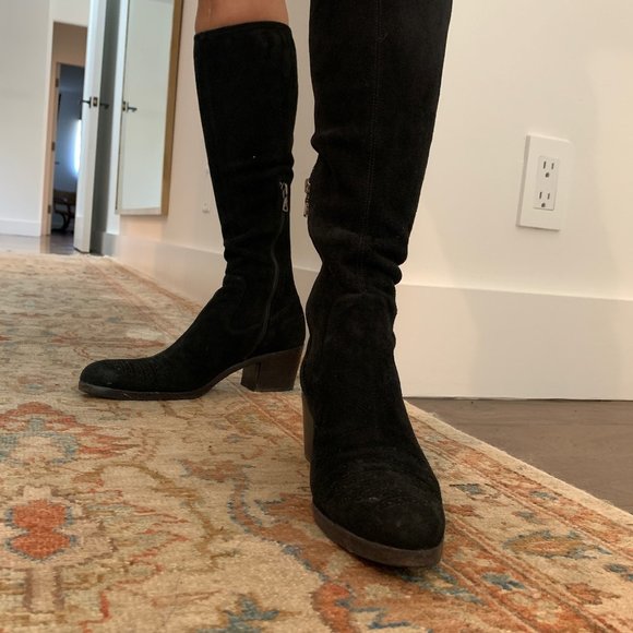 Prada black suede leather western boots - Picture 2 of 9